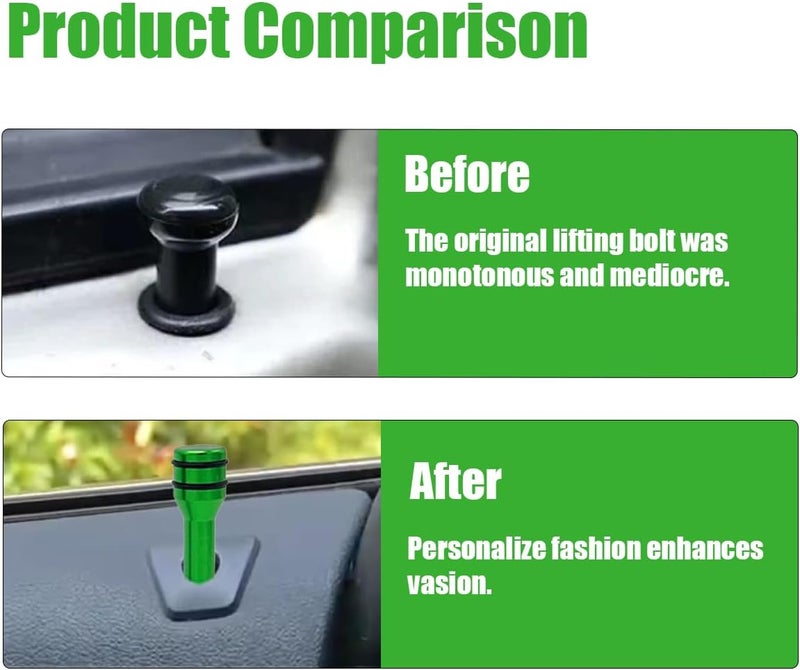 ZIMISI 4PCS Car Door Lock Knobs, 1.93" x 0.47" Safety Door Lock Cover, Aluminum Alloy Car Inner Door Pull Pins Replacement, Door Lift Bolt Decorative Accessory for Cars, SUVs, Trucks (Green) - Image 3